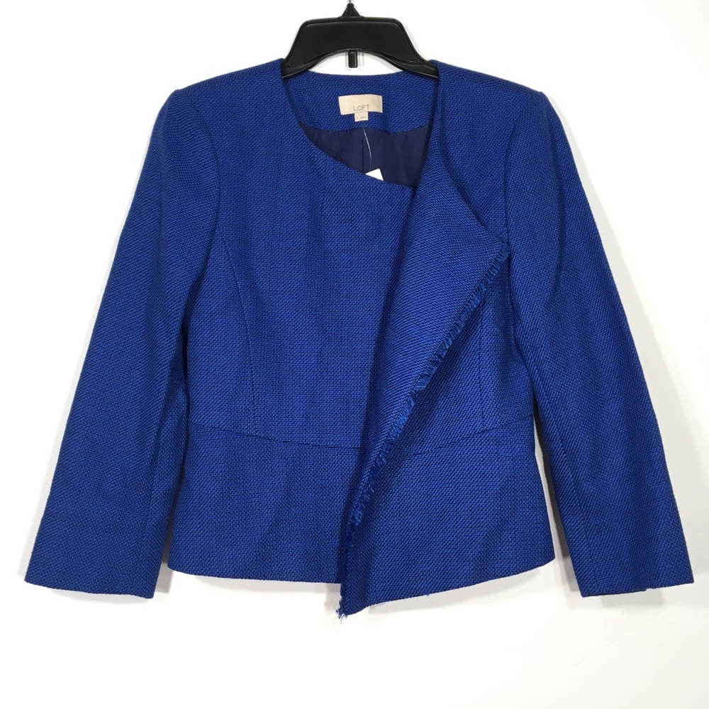 LOFT TWEED RAW HEM BLAZER
